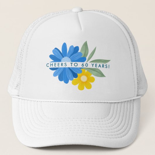 Bloemen Milestone Verjaardag Trucker Hat Pet (Voorkant)