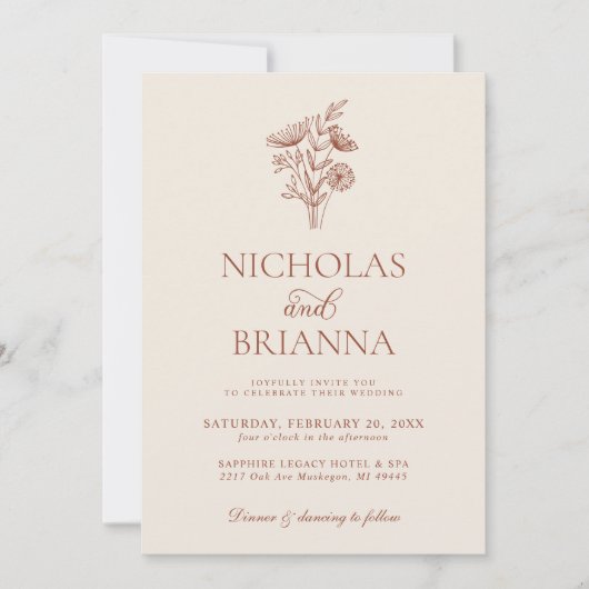 Bloemen minimalistische terracotta verbrande Sinaa Kaart (Voorkant)