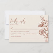 Bloemen minimalistische terracotta verbrande Sinaa RSVP Kaartje (Voorkant)