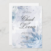 Bloemen minimalistische Waterverf bruiloft uitnodi Kaart (Voorkant / Achterkant)