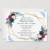 Bloemen Mod Blauwgroen - Baby shower Uitnodiging (Voorkant)