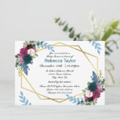 Bloemen Mod Blauwgroen - Baby shower Uitnodiging (Staand voorkant)