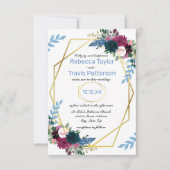 Bloemen Mod Blue - 3x5 bruiloft uitnodiging (Voorkant)