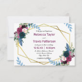 Bloemen Mod Plum - 3x5 bruiloft uitnodiging (Voorkant)