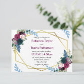 Bloemen Mod Plum - 3x5 bruiloft uitnodiging (Staand voorkant)