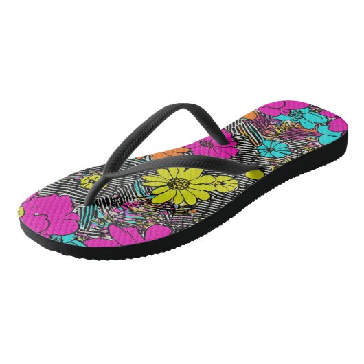 Bloemen mode fusie teenslippers (Schuin)