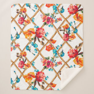 bloemen mode ontwerpbloem,olie,schilderij; sherpa deken