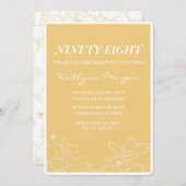 Bloemen Modern Geel 98e verjaardag uitnodigingen (Voorkant / Achterkant)