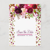 Bloemen Modern Goud Bourgondië Bold Save the Date Aankondigingskaart (Voorkant)