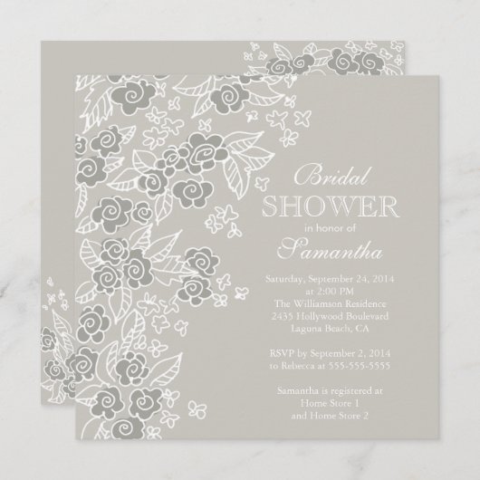  bloemen Modern Gray Vrijgezellenfeest Kaart (Voorkant / Achterkant)