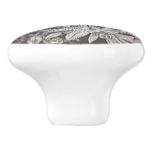  Bloemen Modern Grijs Botanisch Chic Rustiek Keramische Knop (Zijkant)