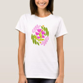 Bloemen modern groen roze elegante botanische t-shirt (Voorkant)