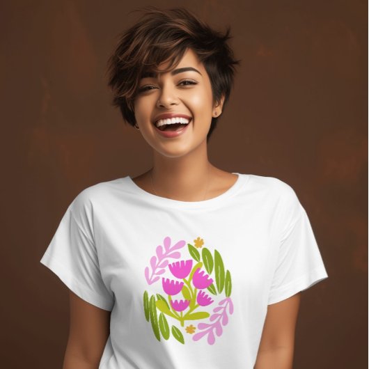 Bloemen modern groen roze elegante botanische t-shirt