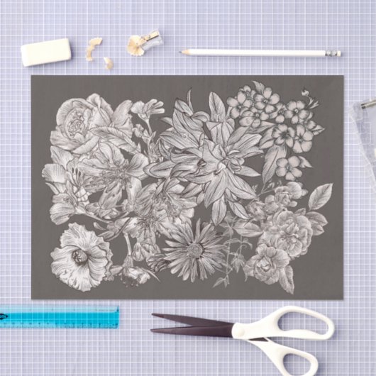  bloemen, modern ivoor en grijs tissuepapier (Craft)