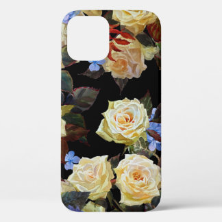 Bloemen modern patroon, witte rozen, blauwe horten Case-Mate iPhone case