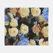 Bloemen modern patroon, witte rozen, blauwe horten fleece deken (Voorkant (Horizontaal))