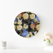 Bloemen modern patroon, witte rozen, blauwe horten grote klok (Huis)