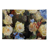 Bloemen modern patroon, witte rozen, blauwe horten kussensloop (Achterkant)