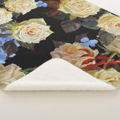 Bloemen modern patroon, witte rozen, blauwe horten sherpa deken (3/4)