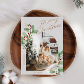 Bloemen Modern Rustieke Familie Foto Kerstmis Feestdagenkaart