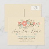  bloemen modern save the date briefkaart (Voorkant / Achterkant)
