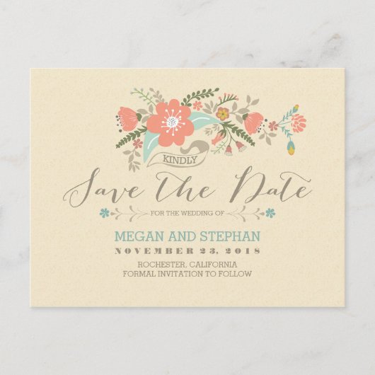  bloemen modern save the date briefkaart (Voorkant)