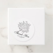 Bloemen Modern Zwart en Wit Dank u Bedankjes Labels (In situ)