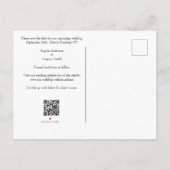 Bloemen moderne bloemen qr code niet foto blauw aankondigingskaart (Achterkant)