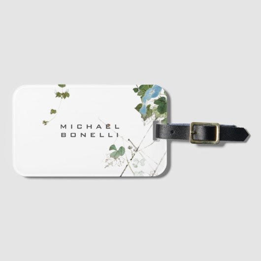 Bloemen Moderne Eigen Naam Professioneel Bagagelabel (Voorkant (horizontaal))
