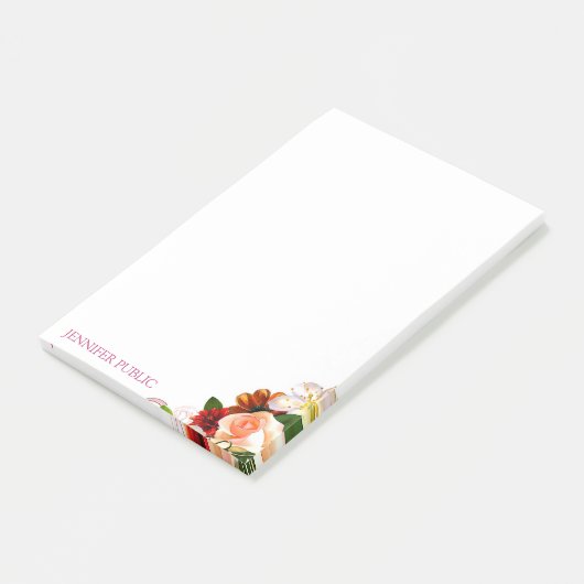 Bloemen Moderne Sjabloon Bloemen Rozen Waterverf Post-it® Notes (Schuin)