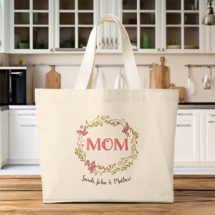 Bloemen Moeder grafisch met kinderen namen Tote Bag