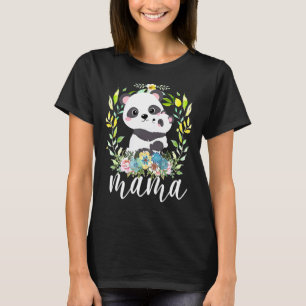 Bloemen Moeder & Leuke Baby Panda Dier Mama Moeder T-shirt