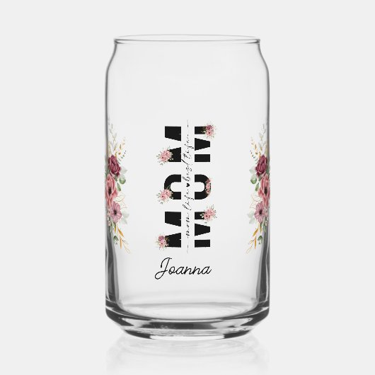 Bloemen Moeder- Roze en Crème Gepersonaliseerde Li Blikvorm Glas (Voorkant)