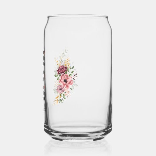 Bloemen Moeder- Roze en Crème Gepersonaliseerde Li Blikvorm Glas (Links)