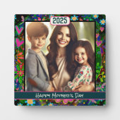 Bloemen Moederdag Custom Stijlvolle Foto Jaar Fotoplaat (Voorkant)