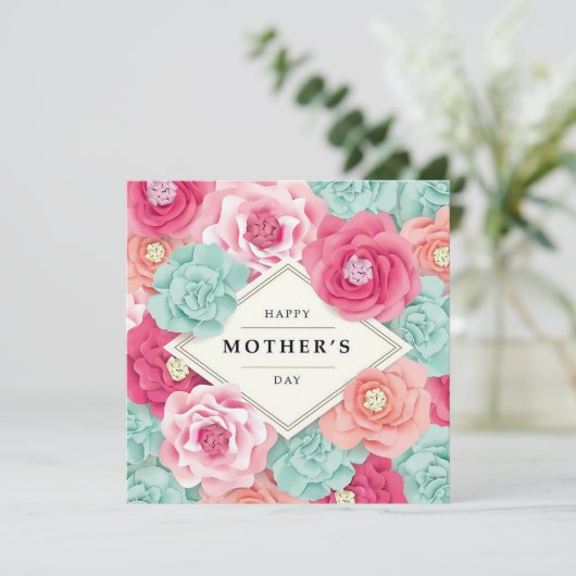 Bloemen Moederdag Feestdagenkaart (Staand voorkant)