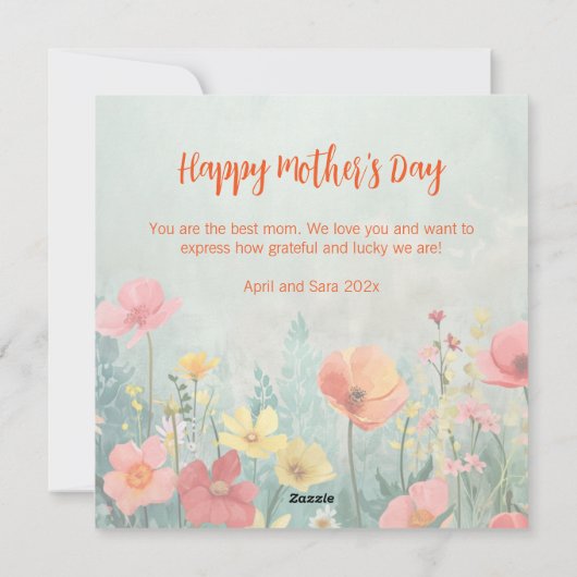 Bloemen Moederdag Platte Kaart (Achterkant)