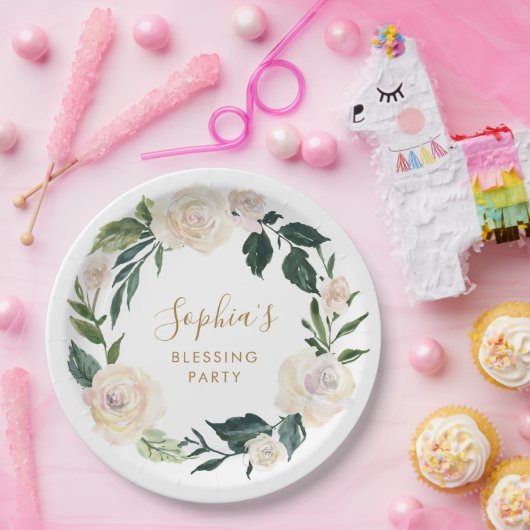 Bloemen Moeder's Zegen Partij Gepersonaliseerd Papieren Bordje (Feest)