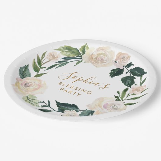 Bloemen Moeder's Zegen Partij Gepersonaliseerd Papieren Bordje (Gekanteld)