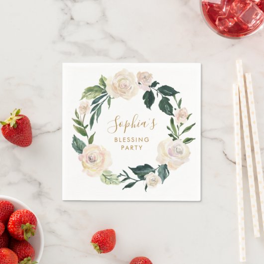 Bloemen Moeder's Zegen Partij Gepersonaliseerd Servet (Insitu)