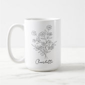 Bloemen mok, Aangepaste naam mok, Moederdag, Verja Koffiemok (Links)