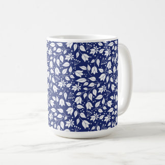 Bloemen Mok in Navy en White