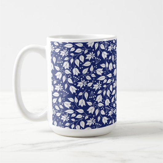 Bloemen Mok in Navy en White (Links)