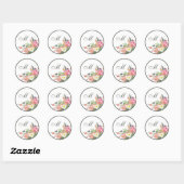 Bloemen Monogram Bruiloft Envelop Afdichtingen Ronde Sticker (Vel)