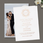  Bloemen Monogram Fotobruiloft Bewaar de datum Folie Uitnodiging