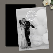  Bloemen Monogram Fotobruiloft Bewaar de datum Folie Uitnodiging