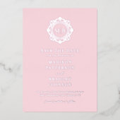  Bloemen Monogram Fotobruiloft Bewaar de datum Folie Uitnodiging (Voorkant)