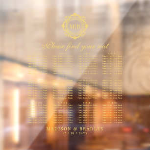 Bloemen Monogram Goud Trouwstoel Grafiek Raamsticker