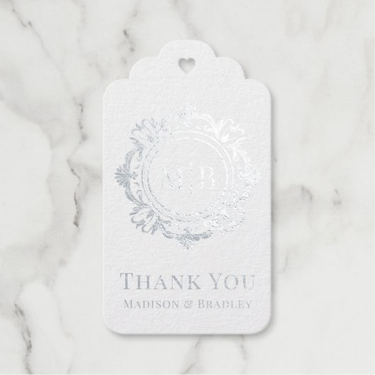  Bloemen Monogram Huwelijk Bedankt Cadeaulabels (Voorkant)