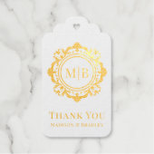 Bloemen Monogram Huwelijk Bedankt Cadeaulabels (Voorkant)